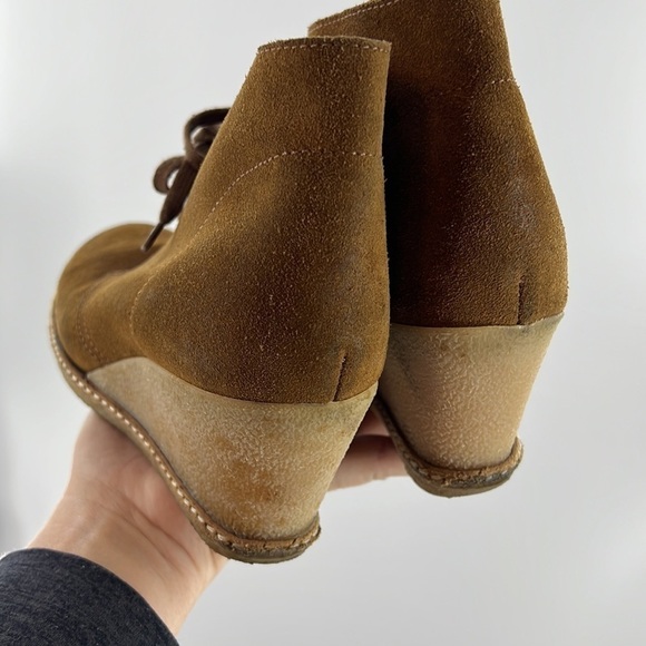 J. CREW MACALISTER CHUKKA ANKLE BOOTS BROWN LACE UP WEDGE GUM SOLES 9 - Picture 4 of 8
